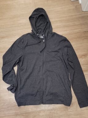 Men's Grey Tek-Gear Full-Zip Hooded Sweater